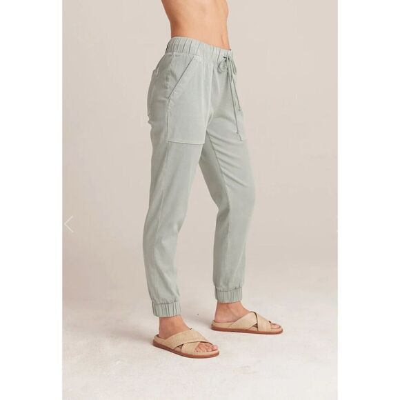 Bella Dahl Womens Elastic Waist Drawstring Cropped Jogger Pants Aqua Large NWT - Picture 1 of 11